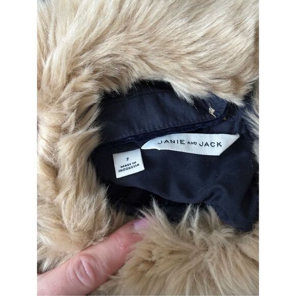 Janie and Jack Velvet Faux Fur Collar Jumpsuit girl’s size 7 Navy Blue - Picture 5 of 9